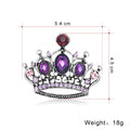 Red Purple Silver Tone Crown Openwork Crystal Metal Brooch Pin view 2