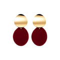 Gold Tone Red Velvet Geometric Drop Stud Earrings Fashion Earrings view 5