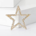 Open Five Point Star Crystal Metal Brooch in Silver and Gold view 2