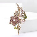 Crystal Rose Bouquet Brooch in Pink or Purple Jewel Tones view 2