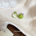 Green Apple Stud Earrings with White Centers Fashion Earrings view 4