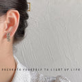 Gold-Tone Baguette Clear Stone Curved Stack Stud Earrings view 3