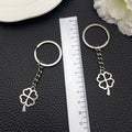 Antique Silver Openwork Four Leaf Clover Metal Keychain view 2
