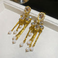 Crystal Chain and Pearl Fringe Earrings Statement Fashion Jewelry view 6