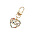 Gold Tone Rhinestone LOVE Heart Evil Eye Clip Keychains view 5