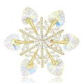 Gold Tone AB Crystal Heart Snowflake Rhinestone Brooch view 1