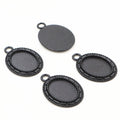 Oval Floral Edge Pendant Trays in Black Bronze and Silver view 4