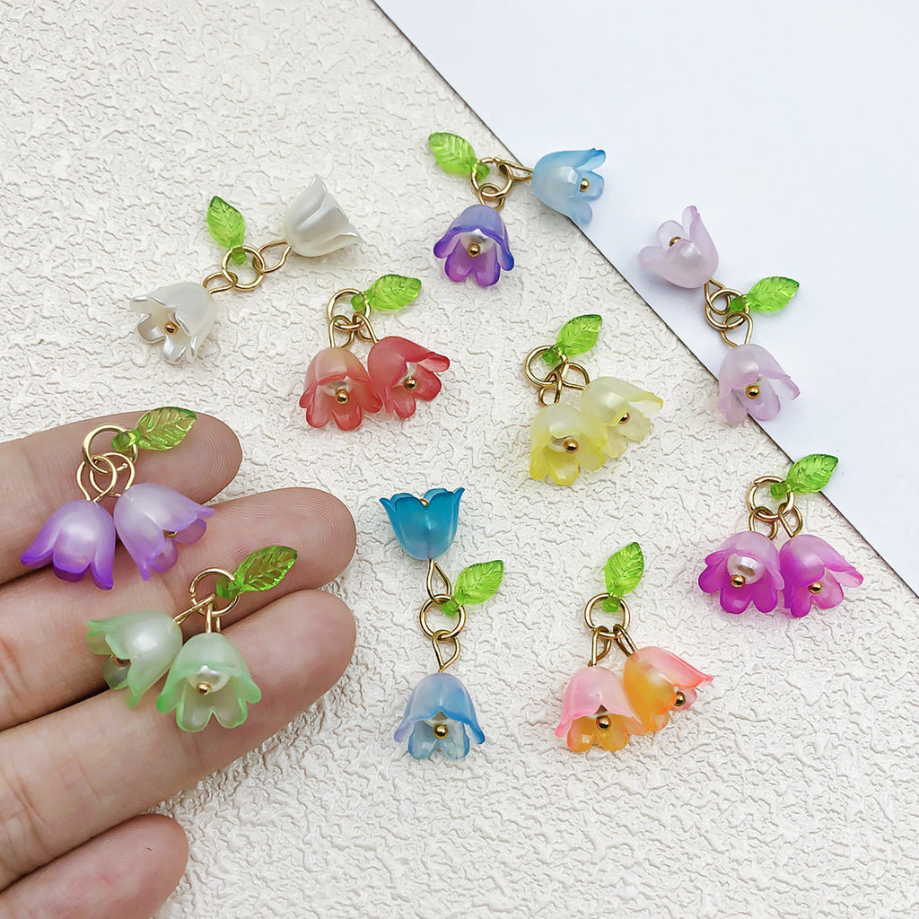 Acrylic 3D Lily of the Valley Flower Charm Pendant for DIY Earrings Necklace