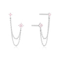 Double-Chain Floral Stud Earrings In Five Color Variants view 6