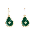 Gold Hook Enamel Avocado Leaf Pearl Frame Drop Earrings view 5