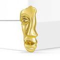 Abstract Half Face Brooch in Polished Metal for Jackets and Scarves view 2