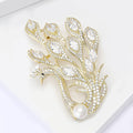 Gold Crystal Peacock Brooch with Pearl and Fan Tail view 3