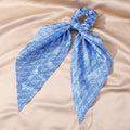 Printed Satin Evil Eye Scarf Scrunchie Hair Ties with Long Tails view 2