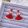 Christmas Red Acrylic Dress Santa Dangle Earrings 7 Styles view 3