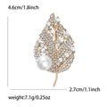 Crystal Leaf Brooch with Pearl Accent in Gold and Silver view 5