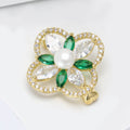 Green Clover Pearl Brooch Decorative Metal Pin For Jackets And Lapels view 3
