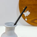 Black Wood Floral Dangle Finished Hair Sticks in Five Styles view 8