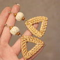 Woven Rattan Floral and Starfish Statement Earrings Collection view 5
