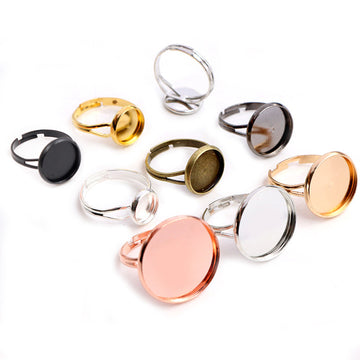 Round Cabochon Tray Adjustable Ring Blanks in Mixed Finishes