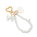 Pearl Bead Wristlet Keychain with Bow and Sakura Flower Charms view 5