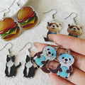 Acrylic Animal Food Print Hook Earrings 4 Fun Designs view 2