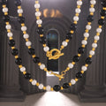Black Agate White Shell Bead Necklace Gold OT Toggle Clasp view 4