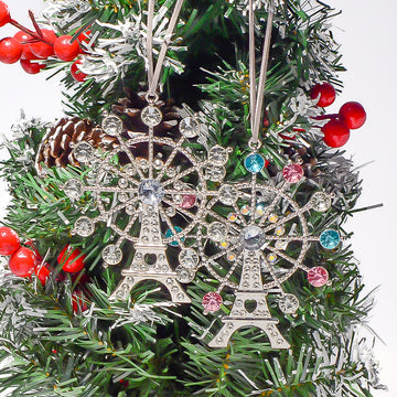 Rhinestone Eiffel Ferris Wheel Ornament Multicolor Clear