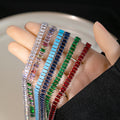 Three Color Square Crystal Look Slim Tennis Chain Bracelets view 1