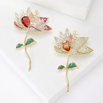 gradient crystal lotus stem brooch shown in the main product arrangement
