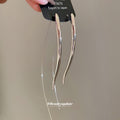 Long Curved Threader Drop Earrings in Gold and Silver Tone view 4