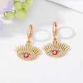 Gold and Silver Tone Crystal Lash Evil Eye Huggie Earrings view 7