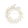 Zircon Olive Branch Circle Brooch Gold or Silver Tone Styles view 2