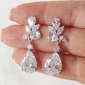 Pear Drop Floral Cluster Earrings In Three Metal Tones view 4