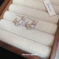 Pink Faceted Square and Pearl Cluster Stud Earrings view 2