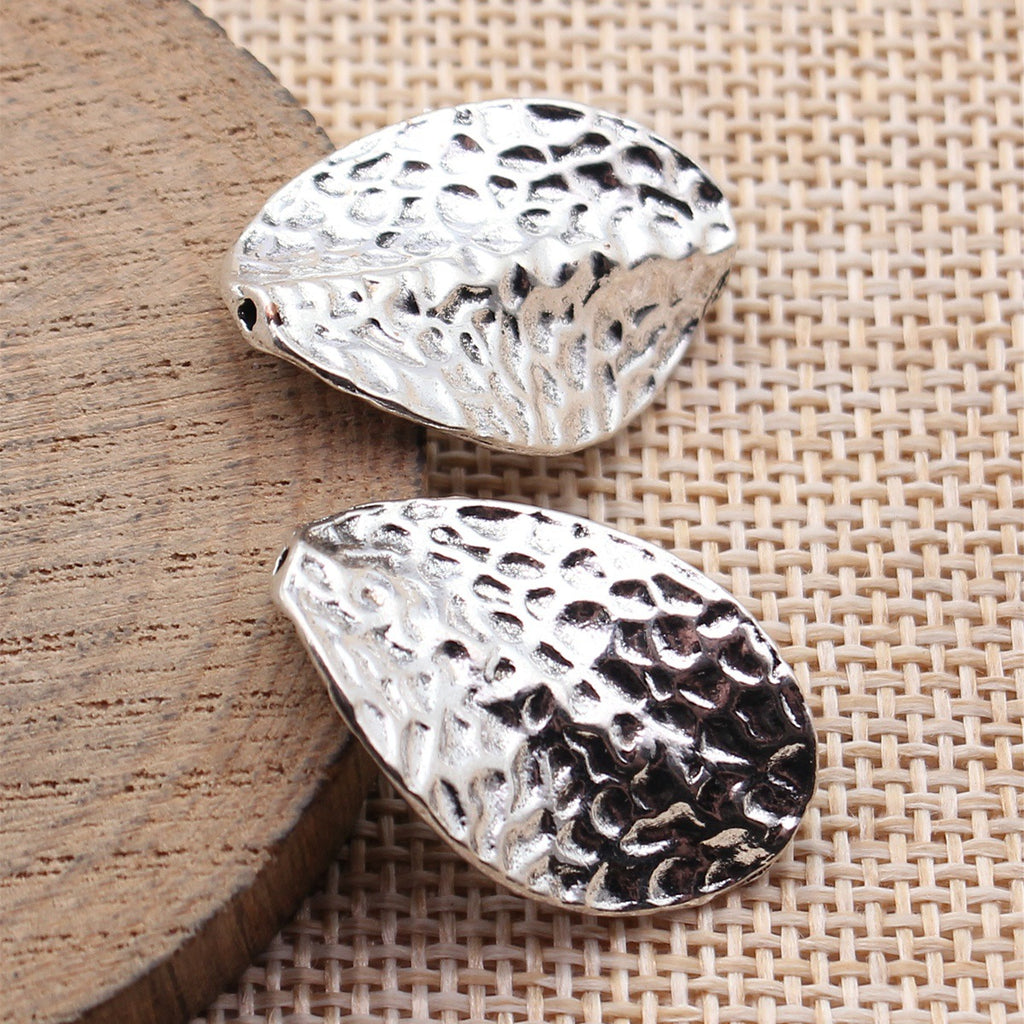 28x18mm 3g Multicolor Zinc Alloy Twisted Hammered Marquise Loose Metal Beads for Bracelet Making