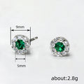 Round Floral Halo Stud Earrings In Four Center Stone Colors view 4