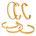 Gold Open Cuff Bangles Heart Oval Braid Scale Designs view 5