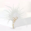 Long Feather Plume Brooch in Black or White With Crystal Bow view 1