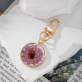 Gold Tone Geometric Pressed Flower Resin Clip Keychains view 10
