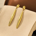 Long Polished Teardrop Drop Earrings Gold Silver Two-Tone view 2