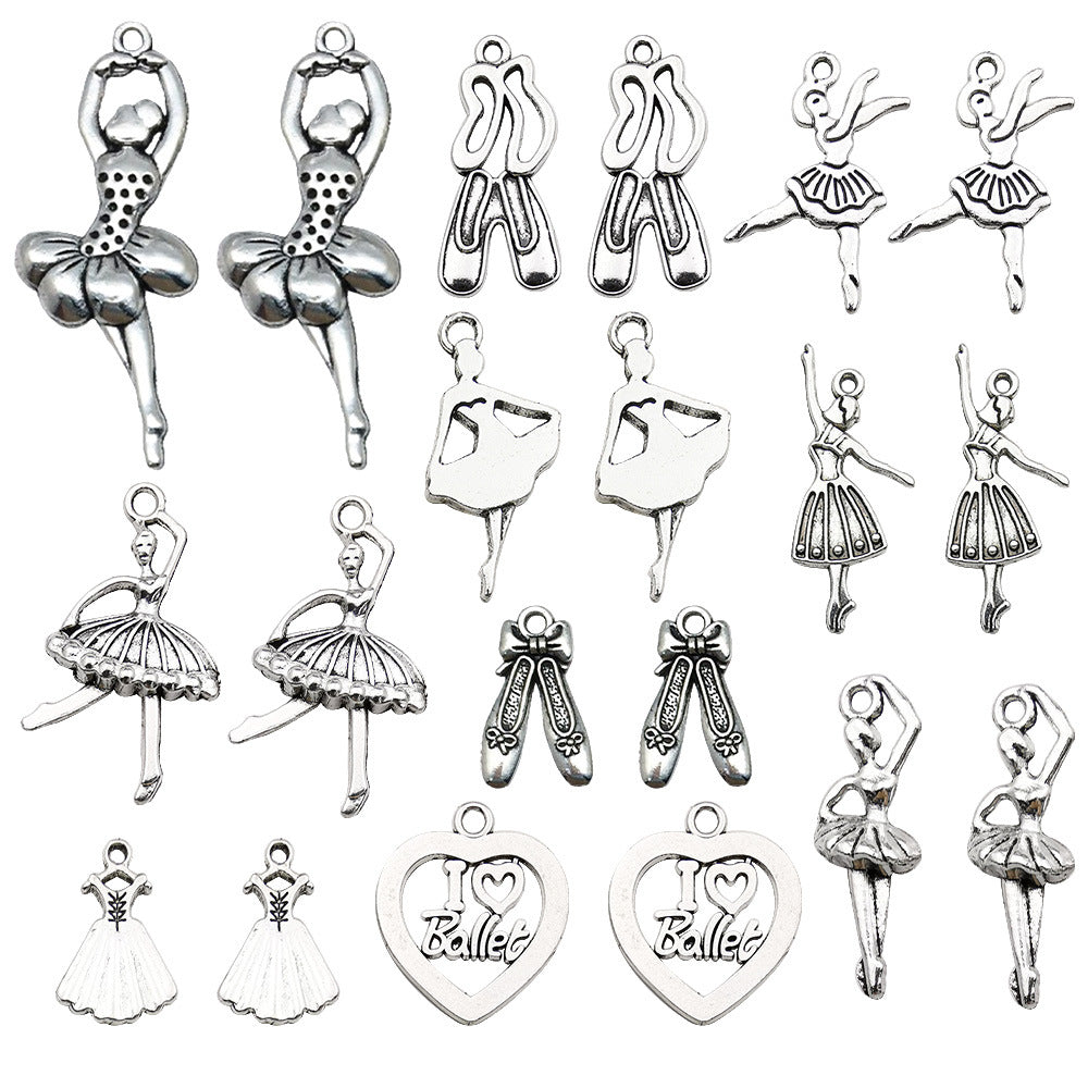 Antique Silver Zinc Alloy Ballet Girl Tutu Charm Pendant for DIY Keychain Necklace Bracelet