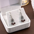 Red and Black Bead Antique Silver Dreamcatcher Hook Earrings view 1