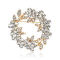 Crystal Leaf Wreath Brooch in Three Metal Finishes view 5