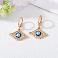 Gold and Silver Tone Crystal Blue Evil Eye Huggie Earrings view 3