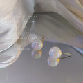 Large Iridescent White Ball Pearl Stud Earrings Pair view 1