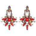 Multicolor Crystal Floral Drop Earrings In Red And Black view 5