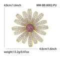 Gold Daisy Zircon Brooch White Purple Center Two Colors view 4