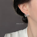 Silver Textured Multi Loop Stud Earrings Wave Form view 2