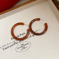 Translucent Red Brown Resin Open C Shape Stud Earrings view 6