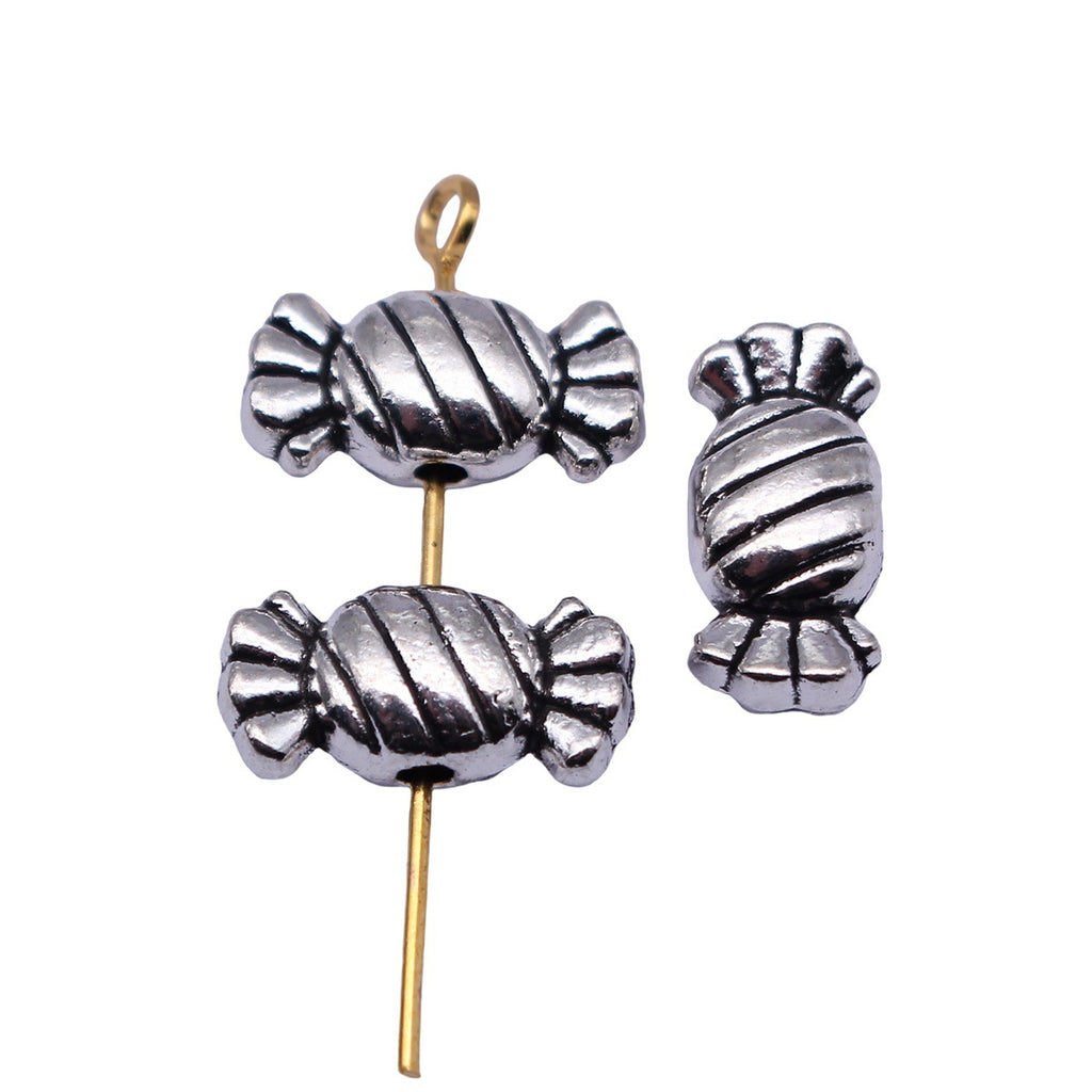14x6.6x5.4mm 1.6g Antique Silver Tone Zinc Alloy Candy Loose Metal Beads for DIY Bracelet Jewelry